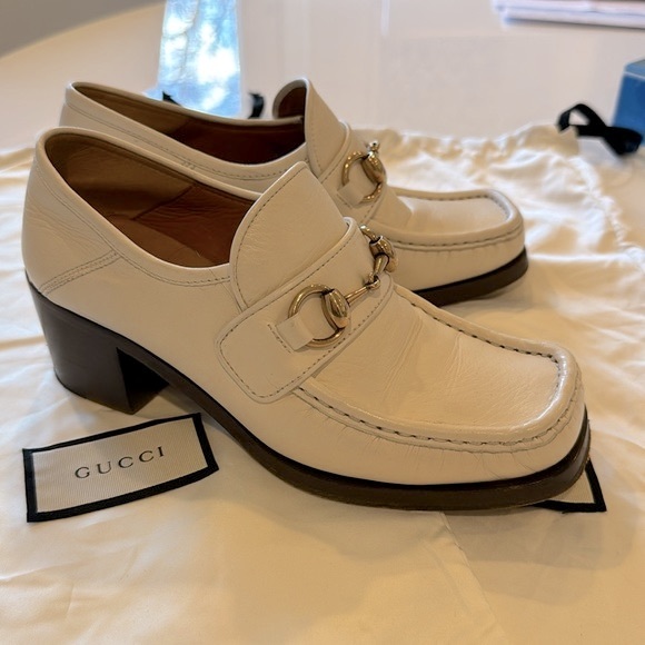 Gucci Vegas Block Heel Loafers White - Picture 4 of 9